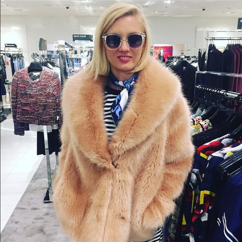 OPENING CEREMONY Blush Faux Fur Coat