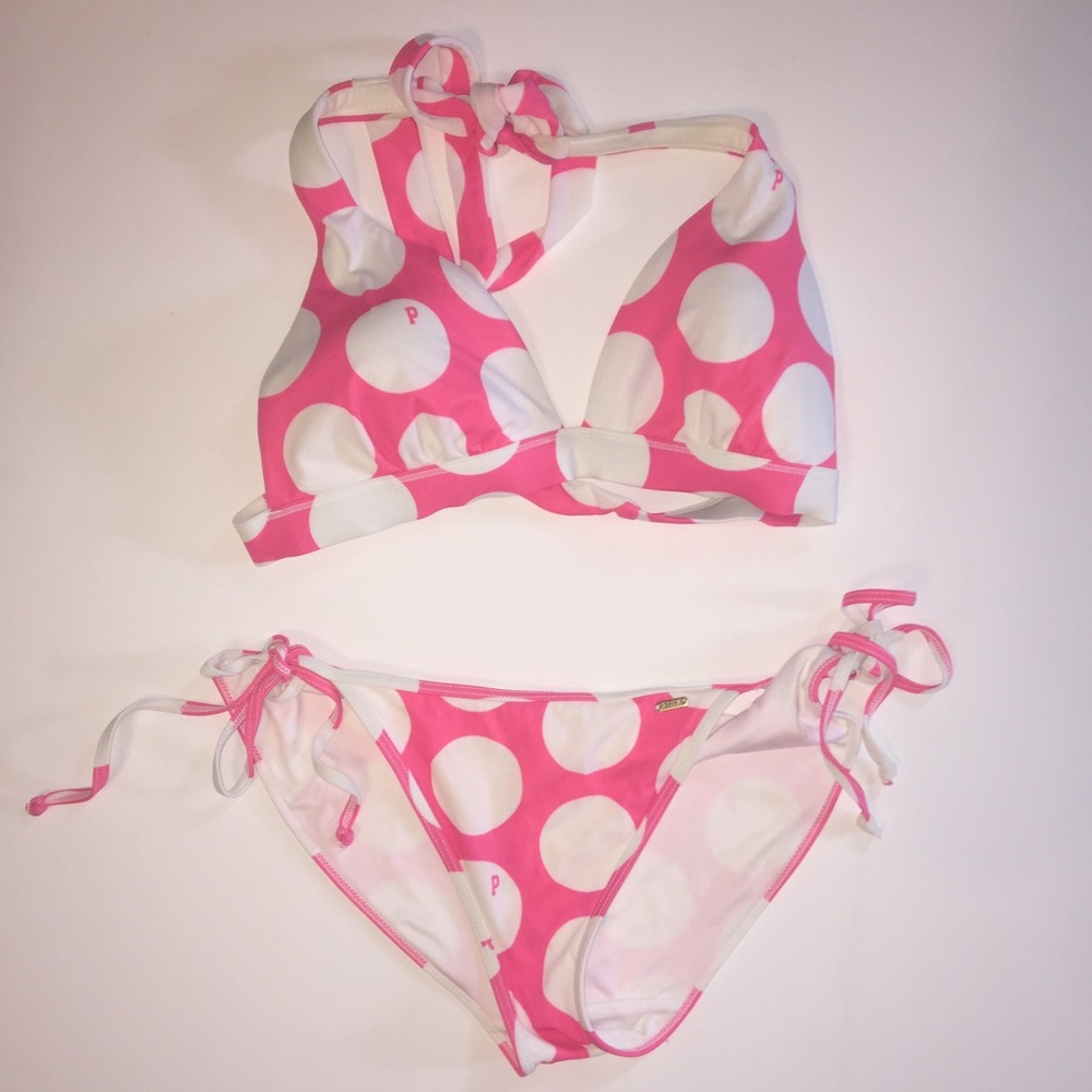 Pink polka dot bikini