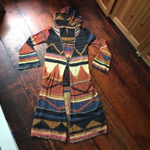 Free People Aztec hooded light weight cardigan