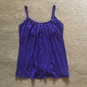 Loose purple tank top with jewels along the top