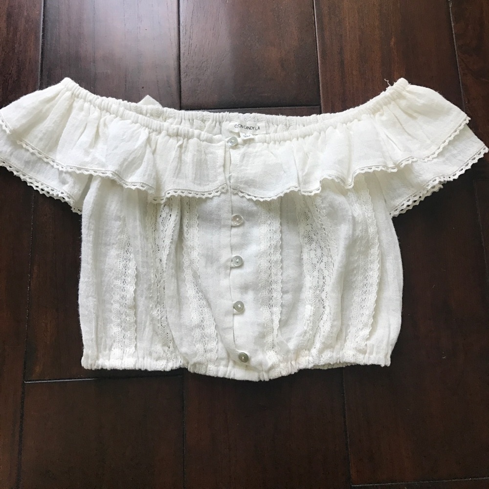 White/Cream Cotton Candy Crop Top