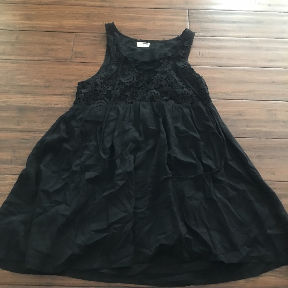 LF black lace up dress