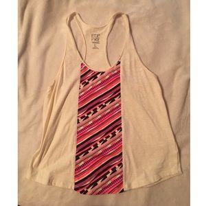 Cream tank top with Aztec print