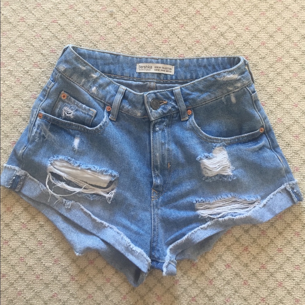 Bershka blue denim shorts