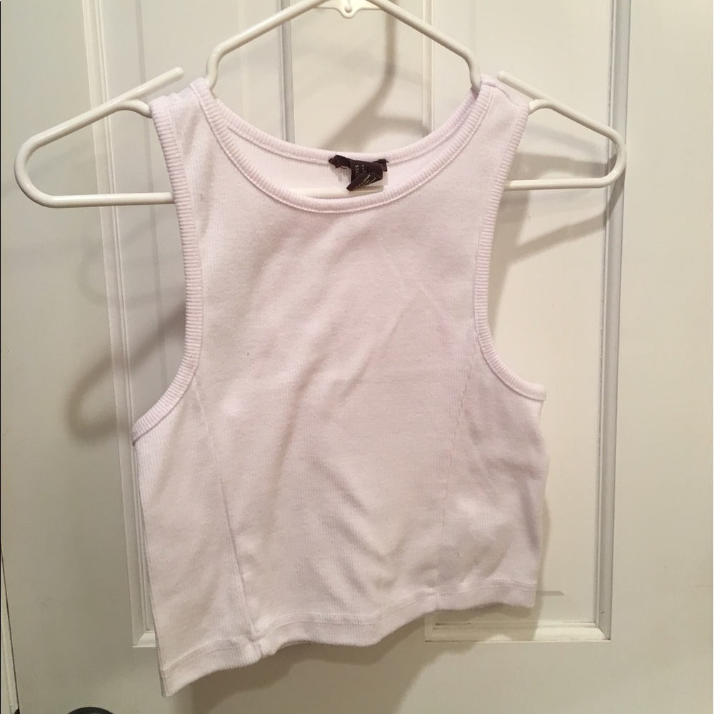 White high neck crop top