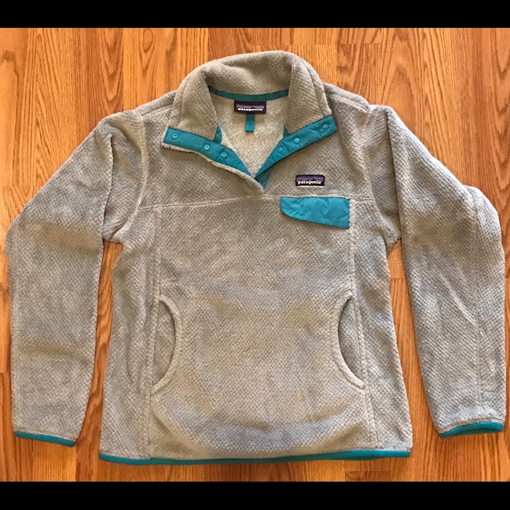 Gray and Teal Patagonia Pullover