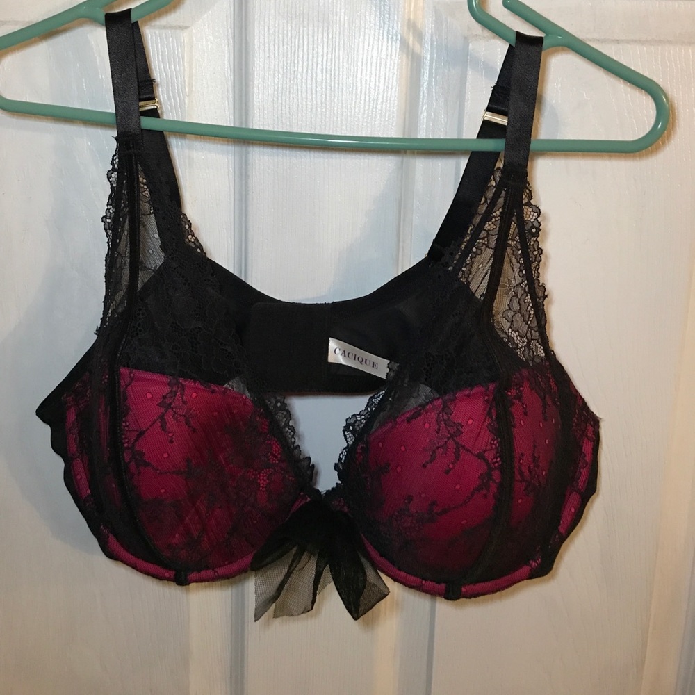 Lane Bryant pink and black lace 44C bra