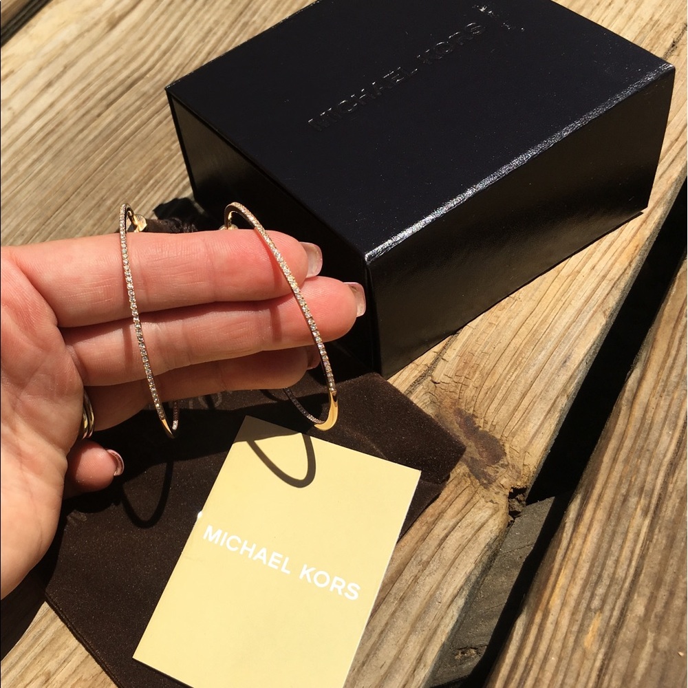 ✨ Rose gold Michael Kors swarovski hoop earrings