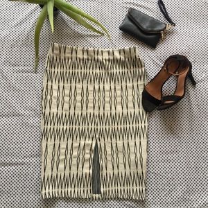 Zara printed pencil skirt with front slit