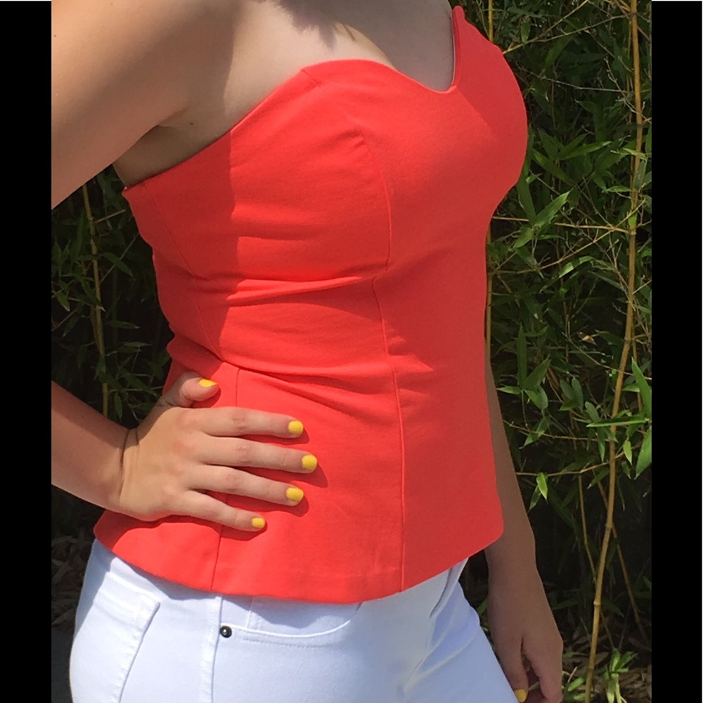 Coral strapless top
