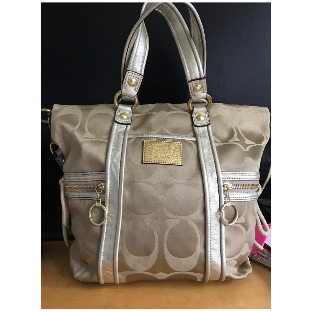 Soft Gold Coach Purse with Shoulder Strap