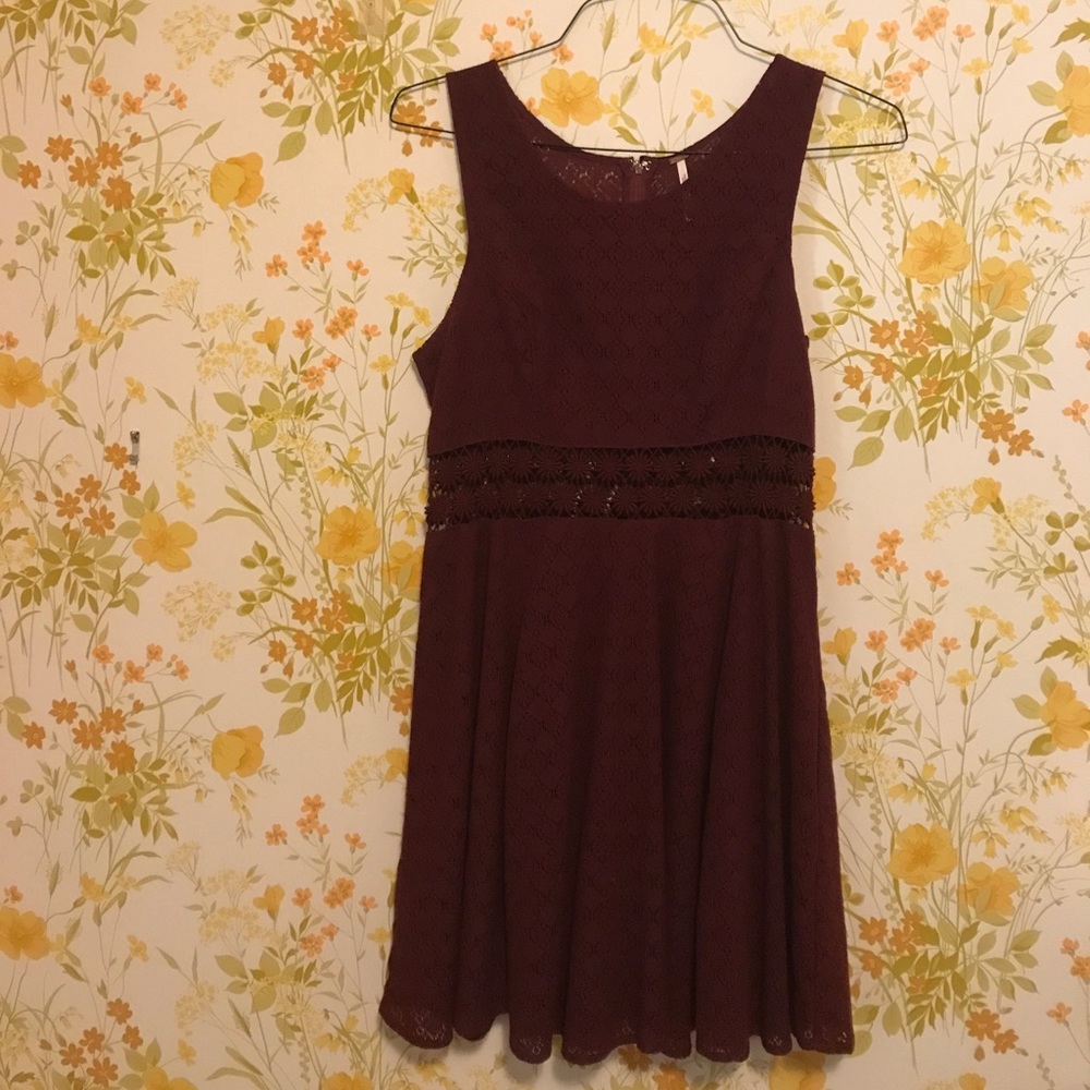 Free People Burgundy Lace Dress