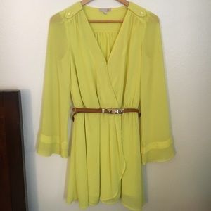 Gianni Bini Long Sleeve Yellow Dress