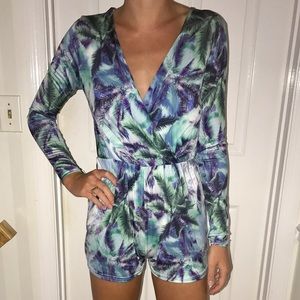 BOOHOO palm-leaf romper