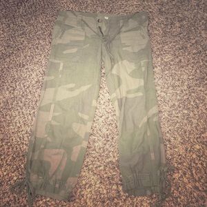 Calf length military camo pants
