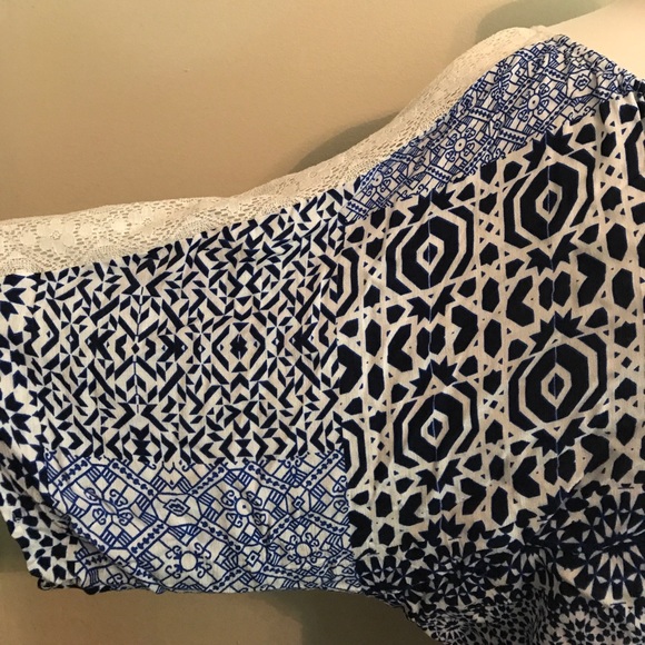 August Silk Blue & White Patchwork Shirt - Picture 2 of 6