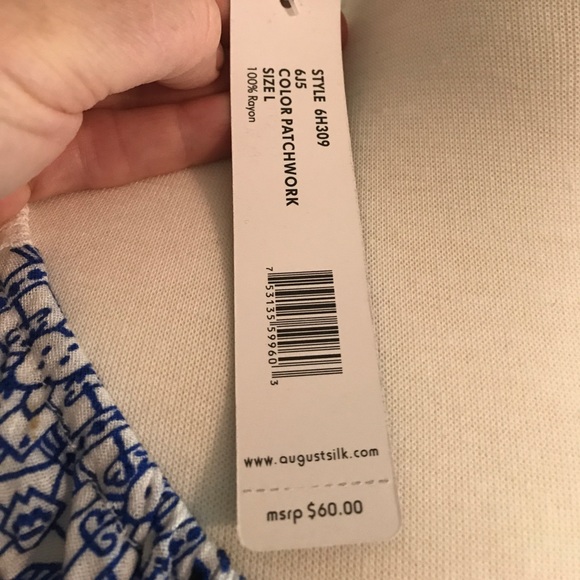 August Silk Blue & White Patchwork Shirt - Picture 4 of 6