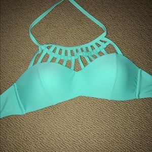 High Neck Teal Bikini Top