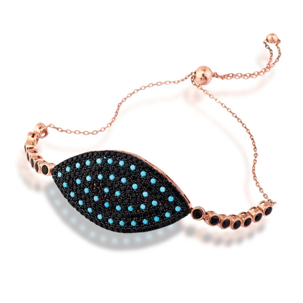 .925 Evil Eye adjustable bracelet gold plated