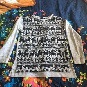 gray and black tribal design sweater