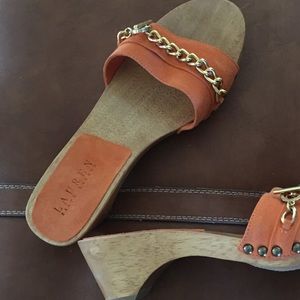 Ralph Lauren's Women's Sandals w/Wooden Heels