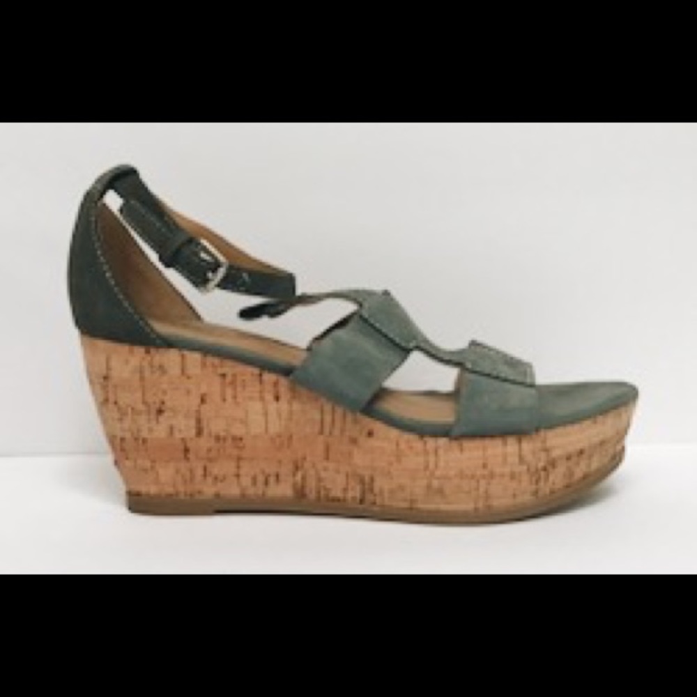 ❣️SALE❣️EUC Franco Sarto Grey/Teal Wedge Sandals