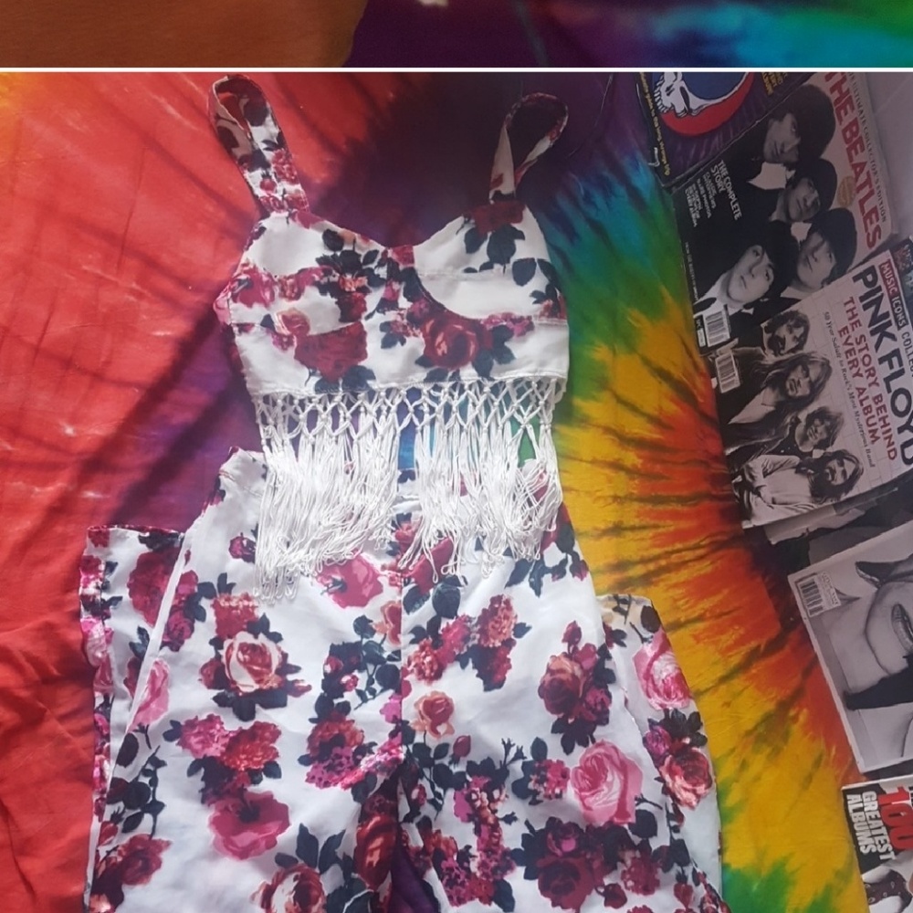 H&M Divided Floral Sheer Bell Bottom Flare 8 - Picture 7 of 8