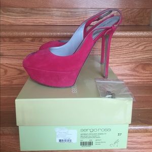 Sergio Rossi magenta suede platform shoes 37-7