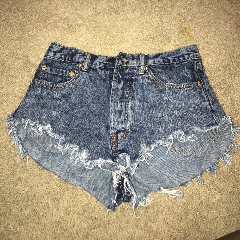 Blue JEAN SHORTS DISTRESSED