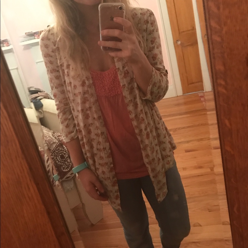 Rose print cardigan