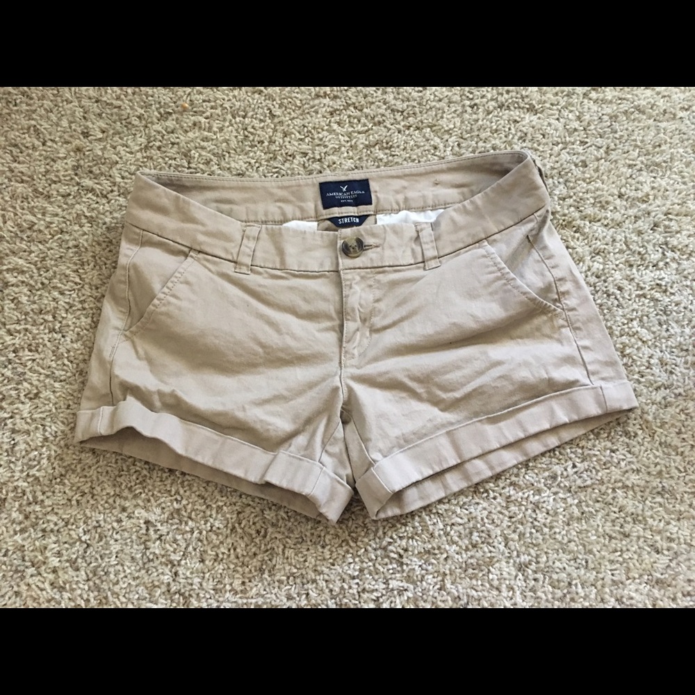 1Tan American Eagle midi shorts.