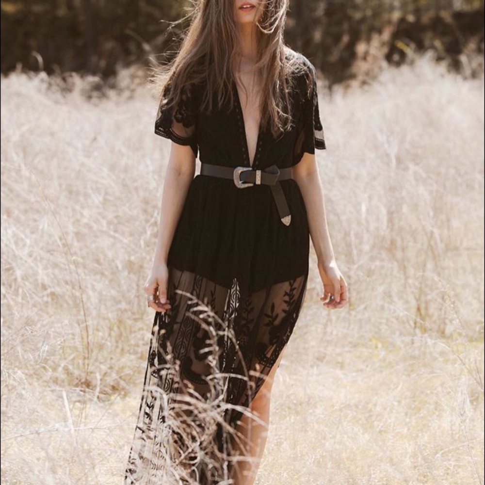 Floral lace maxi romper