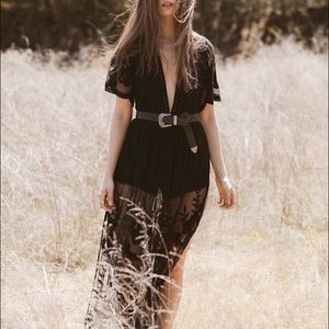 Floral lace maxi romper