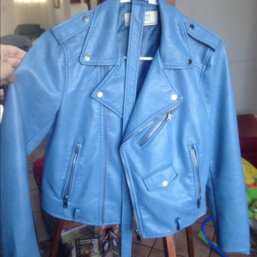 Blue Zara Leather Jacket
