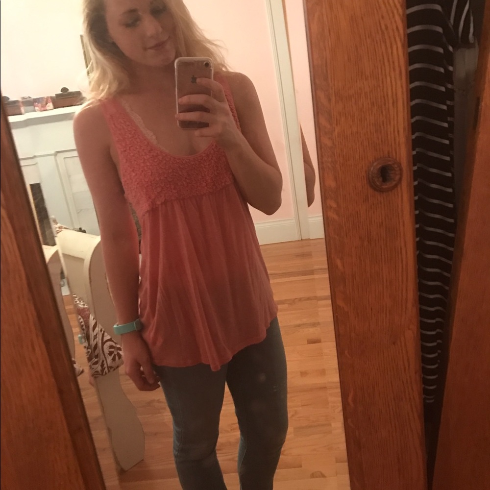 Pink razor back tank top