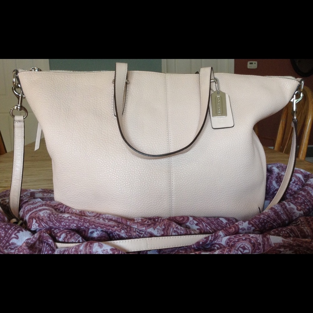 Coach Pink Bleecker Copper Pebble Leather Satchel