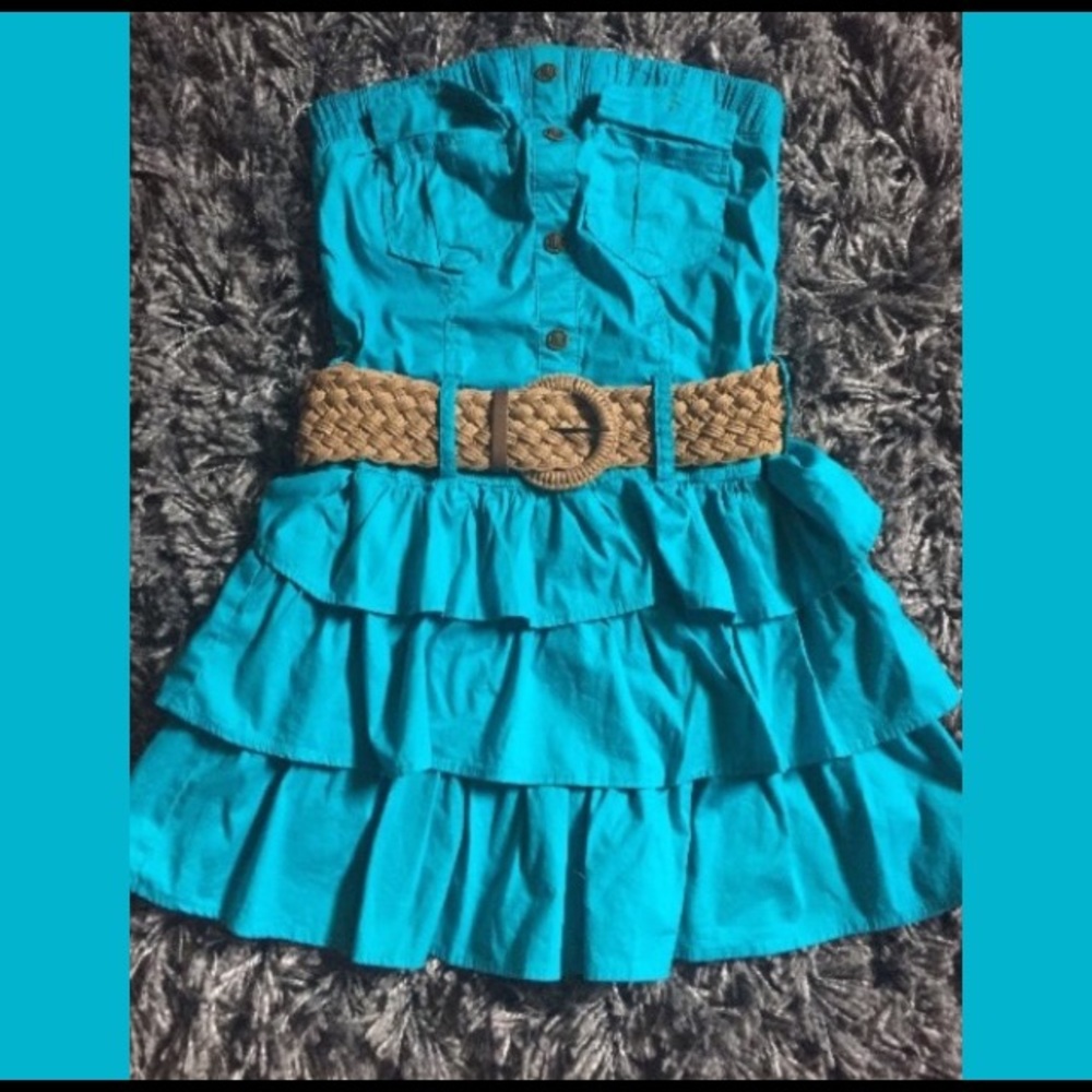 Body Central Blue Strapless Dress W/ Belt