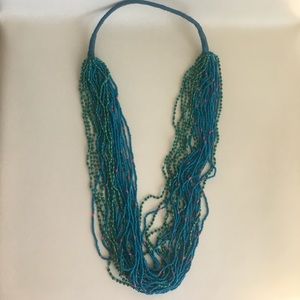 Turquoise color beads multi-layer necklace