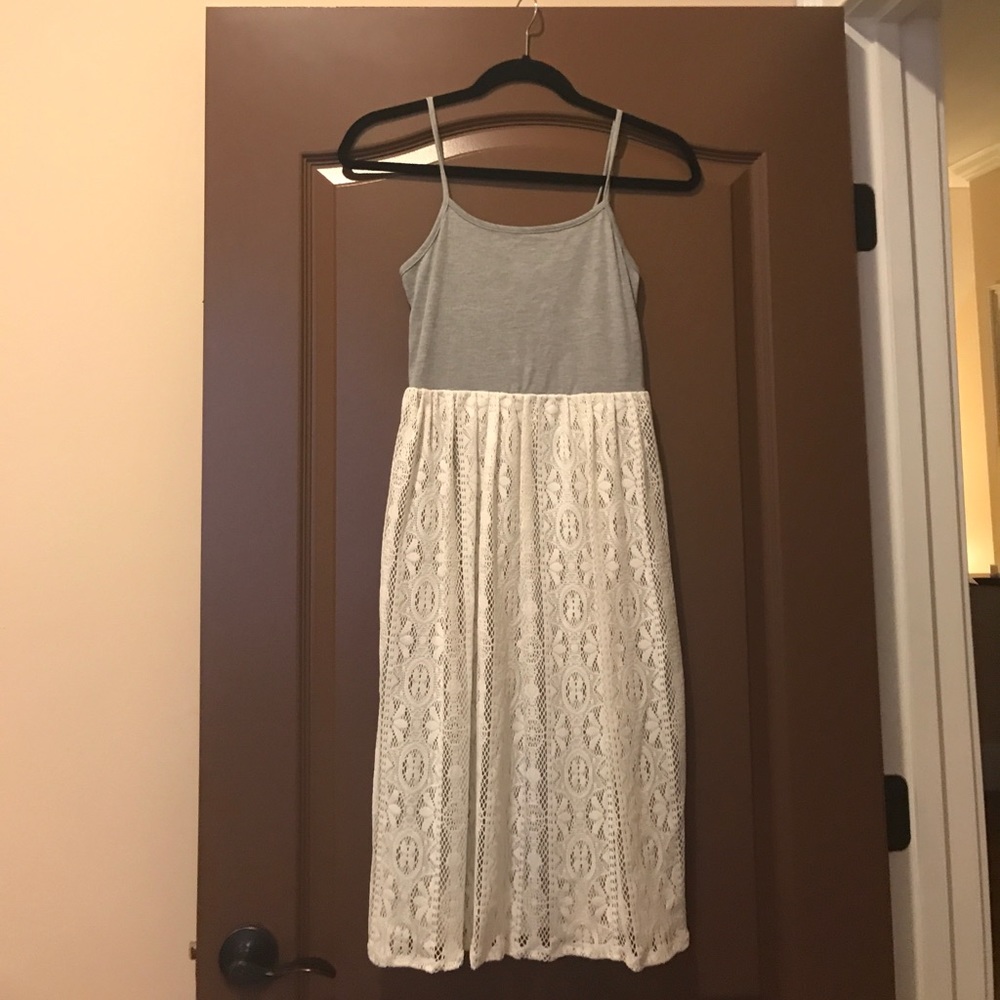 Grey Dress with Lace Bottom