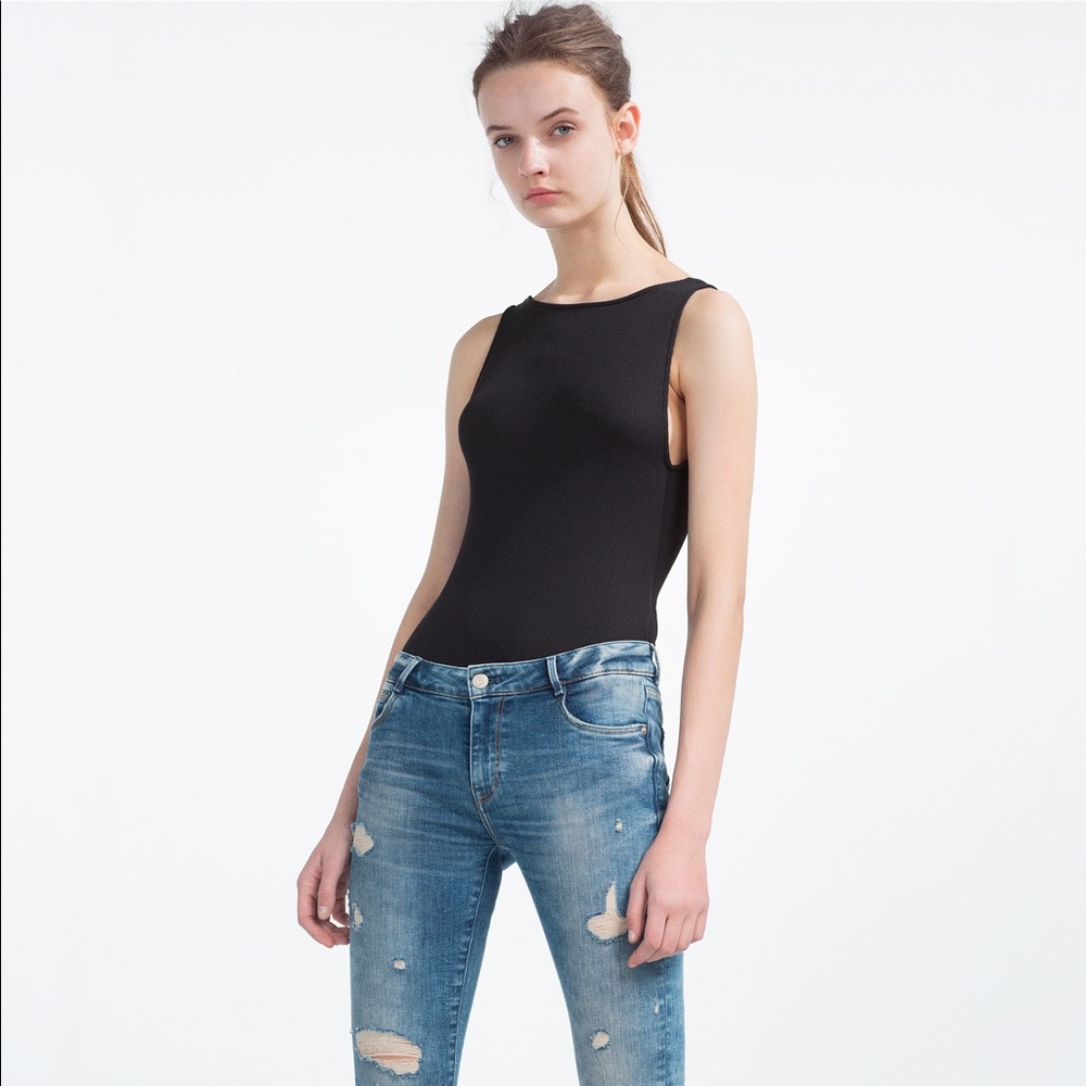 Zara black ribbed body suit