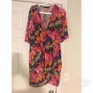 2x faux wrap colorful wrap dress. Never worn.