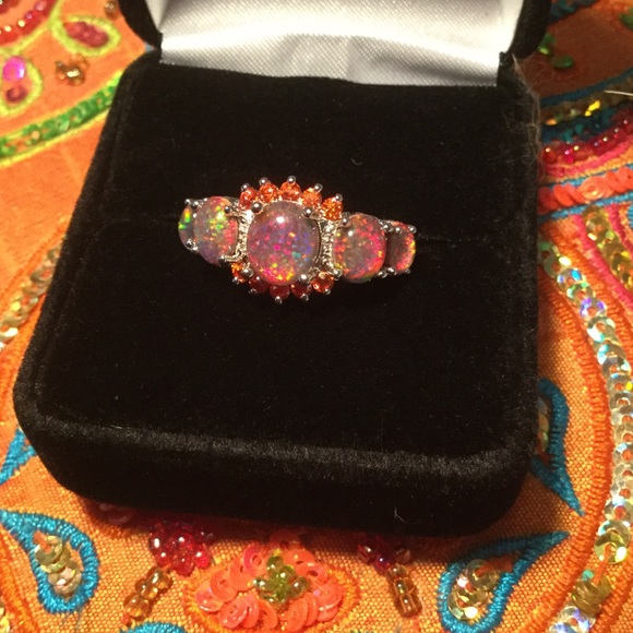 Gems & Mineral Show Jewelry - Breathtaking🔥Fire Opalite & Spesserite Ring