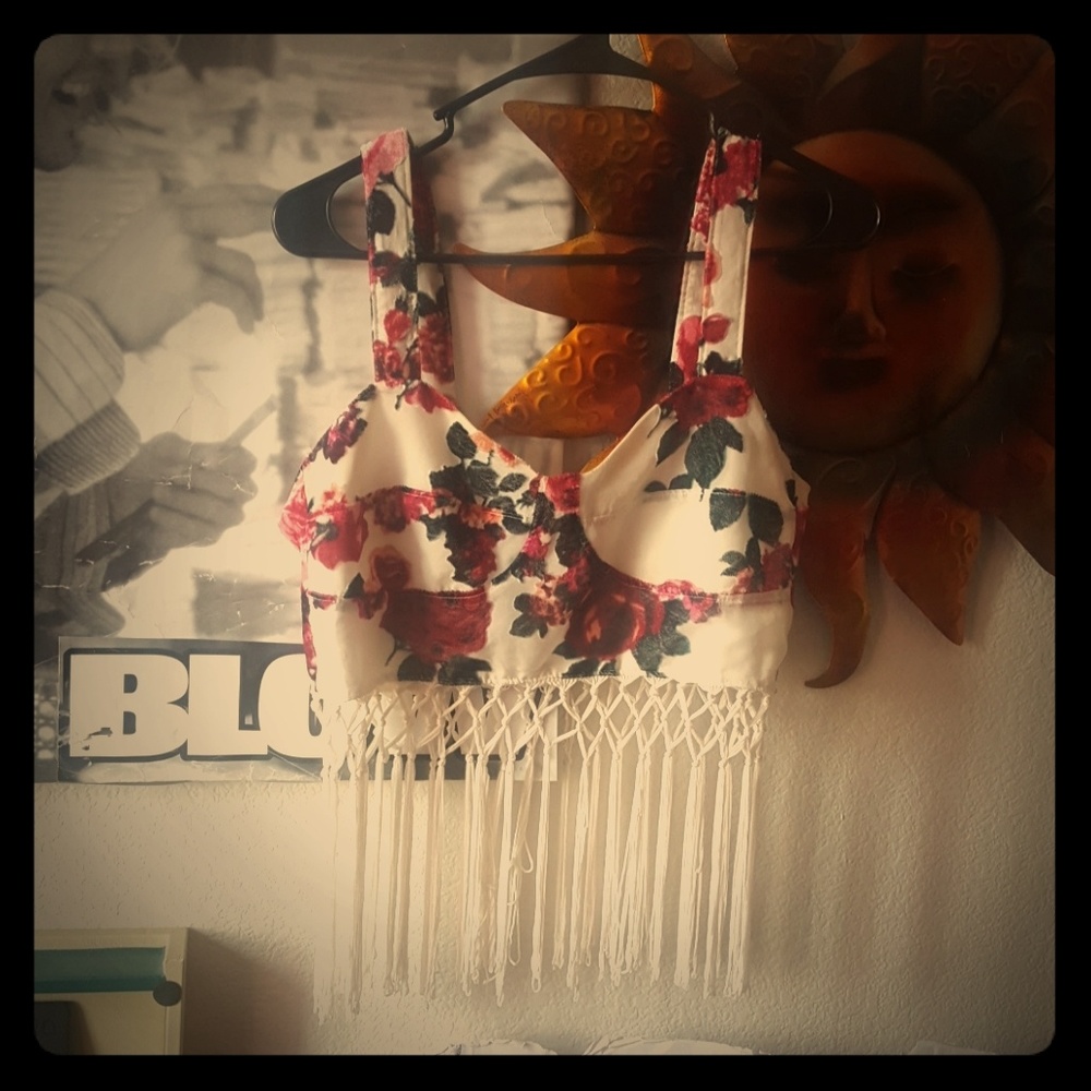 H&M Floral Fringe Bralette Crop Top