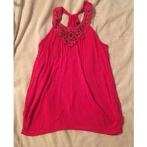 Dark pink tank top with black stones