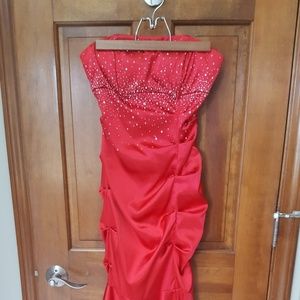 Floor length, red evening dress