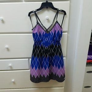 Billabong Blue Black and Purple Cross Back Dress