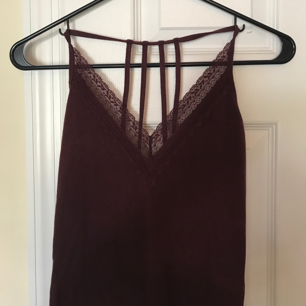 Maroon lace cut body suit