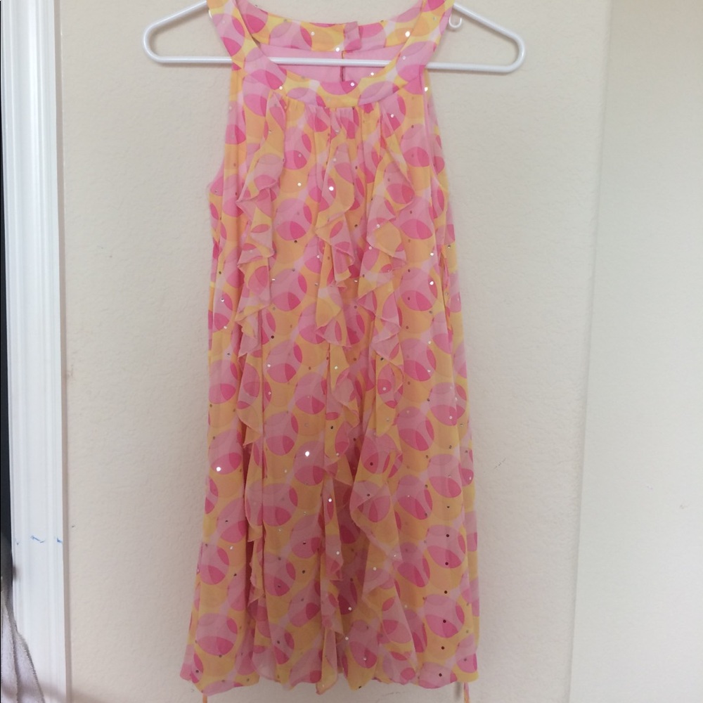 Justice Pink & Yellow Polka Dot Dress with Sequins