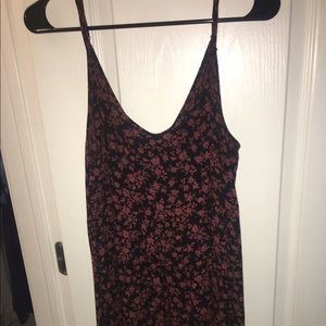 Maroon and black flowy floral dress