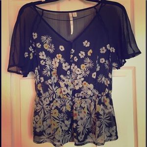 Lauren Conrad Sheer Floral Top